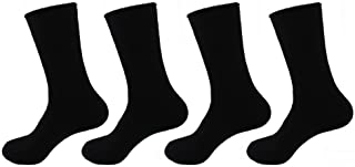 BambooMN Men's Large Rayon from Bamboo Fiber Extra Thick Crew Thermal Heavy Duty Hiking Work Winter Socks - Black - 4prs