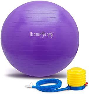 HemingWeigh Static Strength Exercise Stability Ball with Foot Pump