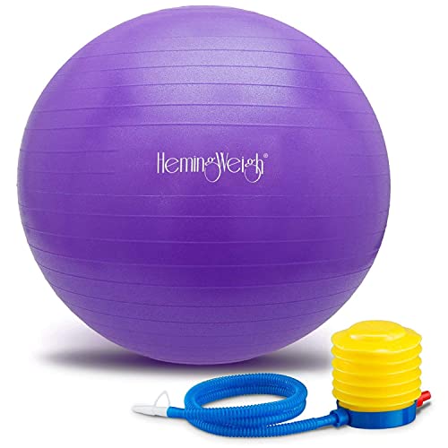 HemingWeigh Static Strength Exercise Stability Ball with Foot Pump