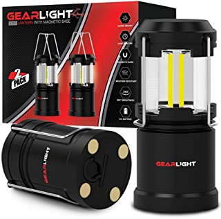 GearLight LED Lantern with Magnetic Base 2 Pack - Battery Powered and Operated Camping Lanterns with Hanging Hook - Best Outdoor