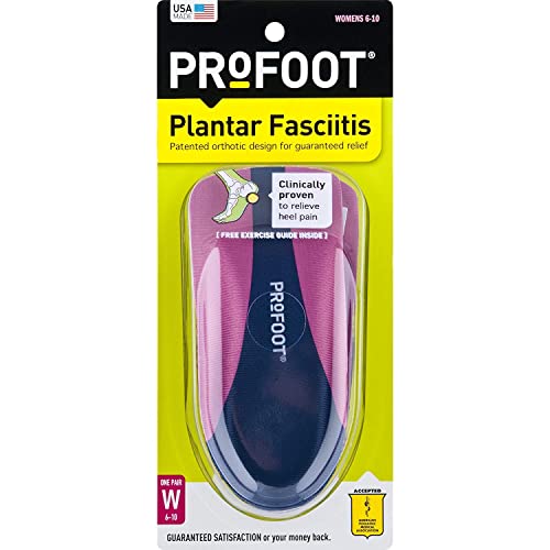 PROFOOT Heel Pain & Plantar Fasciitis Women's 6-10 1 Pair Insoles for Arch Support