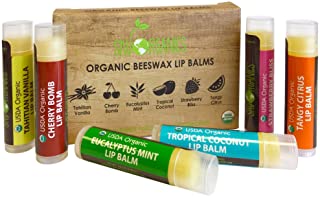 USDA Organic Lip Balm by Sky Organics  6 Pack Assorted Flavors - With Beeswax