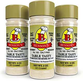 3-Pack Table Tasty No Potassium Chloride Salt Substitute - No Bitter After Taste - Good Flavor - No Sodium Salt Alternative