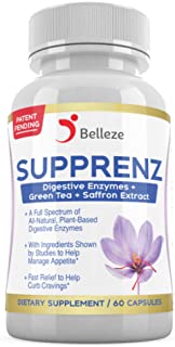 Digestive Enzymes + Appetite Suppressants. Broad Spectrum Plant Based Enzymes + Saffron and Green Tea Extracts. Made in USA. Patent Pending Supprenz