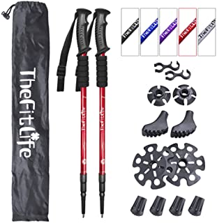 TheFitLife Nordic Walking Trekking Poles - 2 Packs with Antishock and Quick Lock System