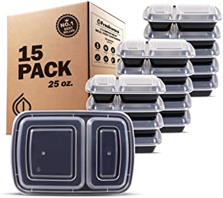 Freshware Meal Prep Containers 15 Pack 2 Compartment with Lids