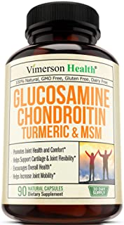 Glucosamine with Chondroitin Turmeric MSM Boswellia - Joint Pain Relief Supplement - Anti-Inflammatory & Antioxidant Pills by Vimerson Health for your Back