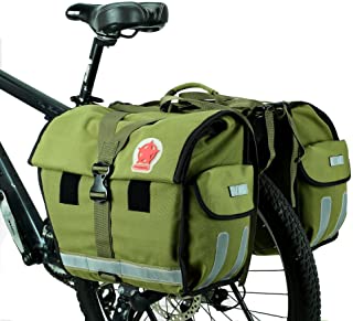 ArcEnCiel 45L Water-Resistant Bicycle Rear Seat Carrier Bag Double Pannier Bag Army Green - Rain Cover Included