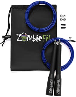 Speed Jump Rope by ZombieFit - Premium Quality - Made with 360° Ball Bearing for Consistent Spinning - Durable - No Kinks - Perfect for Crossfit Training Cardio MMA