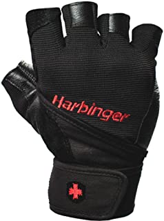 Harbinger Pro Wristwrap Weightlifting Gloves with Vented Cushioned Leather Palm