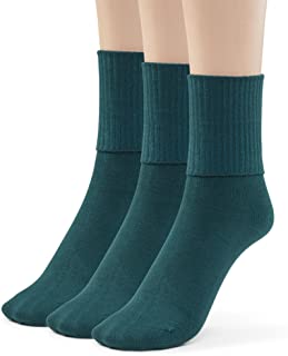 Silky Toes 3 Pk Women's Turn Cuff Bamboo Casual Socks