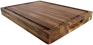 Large Reversible Multipurpose Thick Acacia Wood Cutting Board: 16x12x1.5 Juice Groove & Cracker Holder by Sonder LA