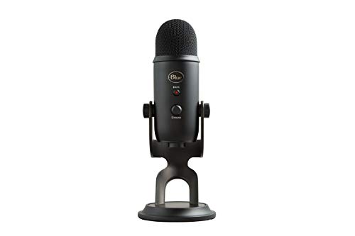 Blue Yeti USB Mic for Recording & Streaming on PC and Mac, 3 Condenser Capsules, 4 Pickup Patterns, Headphone Output and Volume Control, Mic Gain Control, Adjustable Stand, Plug & Play  Blackout