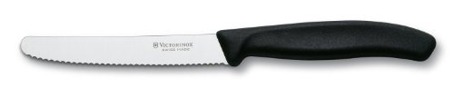 Victorinox Swiss Classic 4-1/2-Inch Round Tip, Black Handle Utility Knife, 4-Inch