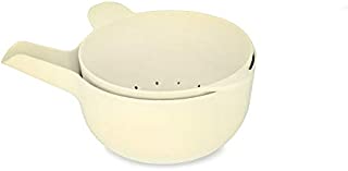 EKOBO Bamboo Small Multi-purpose Bowl & Colander Set, BIOBU Eco-material, White