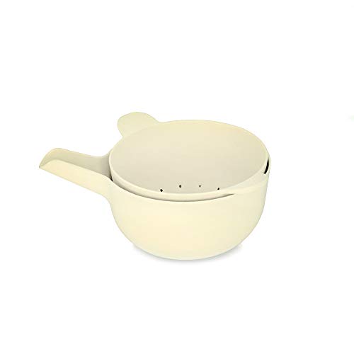 EKOBO Bamboo Small Multi-purpose Bowl & Colander Set, BIOBU Eco-material, White