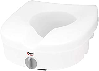 Carex E-Z Lock Raised Toilet Seat, Adds 5 Inches to Toilet Height, Elderly and Handicap Toilet Seat Riser, Round Or Elongated Toilets