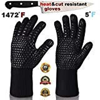 ARCTICA GRIPS Oven Frying Smoker Barbecue Grill BBQ Baking Cooking Grilling Gloves 932 F Extreme Heat Rated Cut Fire Resistant Glove Indoor Outdoor Extra Long Cuff Kitchen Mitts for Men Women 1pair