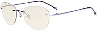 Eyekepper Rimless Progressive Glasses Multifocus Readers Blue Light Filter Pilot Reading Eyeglasses Women,Purple