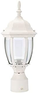 LIT-PaTH LED Outdoor Post Light Pole Lantern Lighting Fixture, 9.5W 800 Lumens, 5000K Daylight White, Aluminum Housing Plus Glass, Matte White Finish