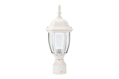 LIT-PaTH LED Outdoor Post Light Pole Lantern Lighting Fixture, 9.5W 800 Lumens, 5000K Daylight White, Aluminum Housing Plus Glass, Matte White Finish