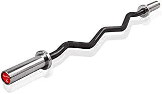 Elevens 47 Inch- 300 lb Weight CapacityOlympic Super Curl Bar - Excellent for Bicep Curls and Triceps Extensions