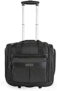 Perry Ellis Men's Excess 9-Pocket Underseat Rolling Tote Carry-on Bag Travel, Black, One Size