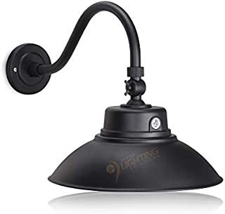 14in. Black Gooseneck Barn Light LED Fixture for Indoor/Outdoor Use  Photocell Included - Swivel Head - 42W - 3800lm - Energy Star Rated - ETL Listed - Sign Lighting - 3000K (Warm White)