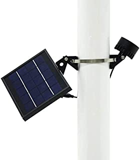 Mini 120X Solar Powered Flag Pole Light (Warm White LED), Black Finish, Adjustable Metal Strap, 4-Way Solar Panel Rotation for Optimum Sunlight Exposure