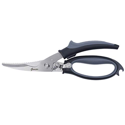 Gerior Spring Loaded Poultry Shears - Heavy Duty Kitchen Scissors for Cutting Chicken, Poultry, Game, Bone, Meat - Chopping Food, Herb - Stainless Steel - Black