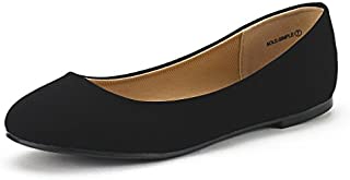 DREAM PAIRS Women's Sole-Simple Black Nubuck Ballerina Walking Flats Shoes - 7 M US