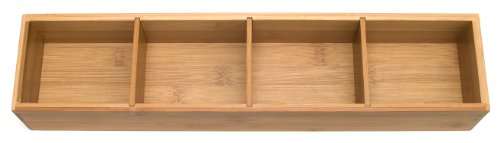 Lipper International 8884 Bamboo Wood 4-Part Drawer Organizer with Removable Dividers, 17-1/2