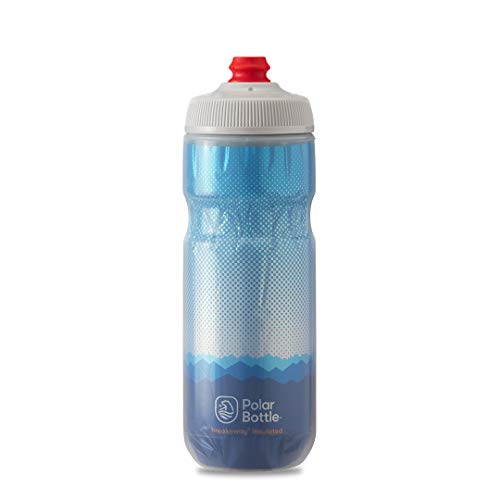 Polar Bottle Breakaway Insulated Bike Water Bottle - BPA Free, Cycling & Sports Squeeze Bottle (Ridge - Blue & Silver, 20 oz)