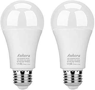 Aukora Dusk to Dawn Light Bulb, 12W (100-Watt Equivalent) Smart Sensor Light Bulbs Super Bright E26 Automatic On/Off Security Lights Outdoor/Indoor for Porch Garage Garden Patio(Cool White 2 Pack)