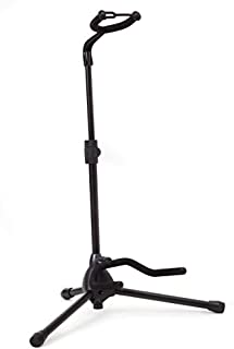 Universal Guitar Stand by Hola! Music - Fits Acoustic, Classical, Electric, Bass Guitars, Mandolins, Banjos, Ukuleles and Other Stringed Instruments - Black