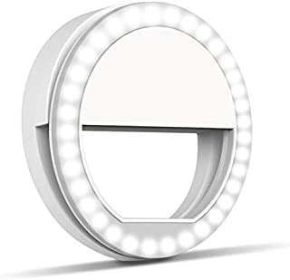 Selfie Ring Light,Hongdayi Clip On Selfie Light for Phone Camera 3-Level Brightness Mini Selfie LED Camera Light for iPhone,iPad,Sumsung Galaxy,Sony, Motorola,Smart Phones,Photography,Video (White)