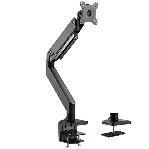 WALI Single Monitor Gas Spring Desk Mount Heavy Duty Aluminum Fully Adjustable Fit Screen up to 35 inch, 33 lbs. VESA 75 and 100 (GSM001XL), Black