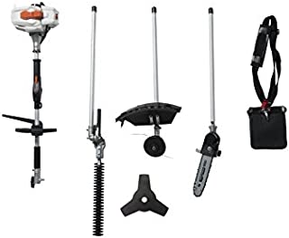 26CC 2 Cycle 4 in 1 Multi Tool with Grass Trimmer Attachment, Hedge Trimmer Attachment , Pole Saw Attachment and Brush Cutter Blade with Bonus Harness