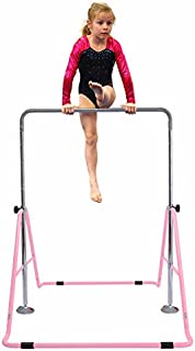 GT Sports Gymnastics Bar Expandable Junior Training Bar Folding Horizontal Bars for Kids (Pink), Pink