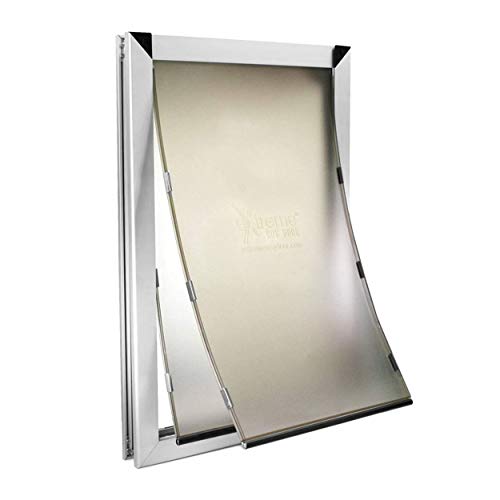 Extra Large Dual Flap Heavy Duty Rustproof Dog Doors for Exterior Doors - Solid Aluminum Frame with Magnetic Closure on Polyurethane Flap All The Way Around for Optimal Seal to Keep Bad Weather Out