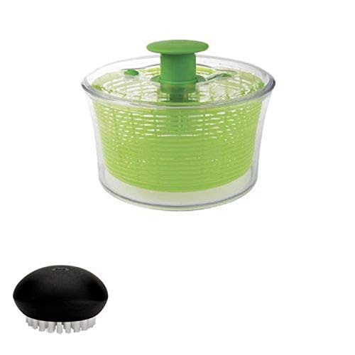 OXO salad spinner and vegetable brush bundle