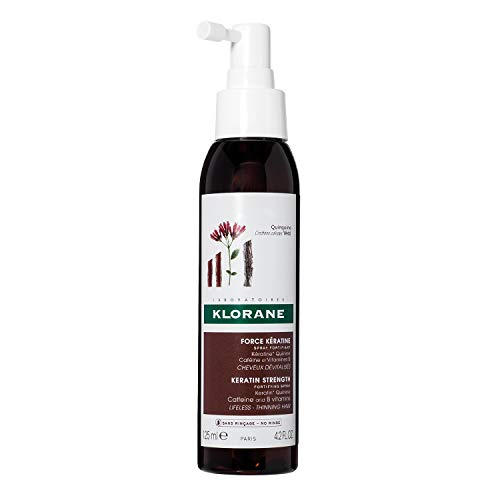 Klorane Keratin Strength Fortifying Spray for Thinning Hair, with Plant-Based Keratin, Quinine, Caffeine, B Vitamins, Men & Women, 4.2 oz.