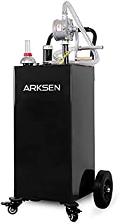 Arksen 30 Gallon Portable Gas Caddy Fuel Storage Tank Large Gasoline Diesel Can Hand Siphon Pump Rolling Wheels, Black