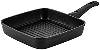 Cooker King 10 inch Induction Nonstick Grill Pan,Square Grill Pan,100% APEO & PFOA Free Coating From America, Removable Detachable Handle Dishwasher Safe, Oven Safe, Black