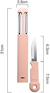 MFWFR Portable Fruit Knife, Household Set, Peeler for Student Dormitory, Multifunctional Stainless Steel Wire Cutter,Pink