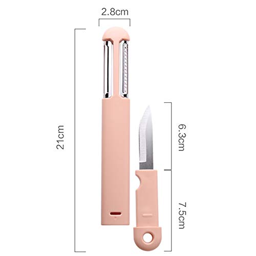 MFWFR Portable Fruit Knife, Household Set, Peeler for Student Dormitory, Multifunctional Stainless Steel Wire Cutter,Pink