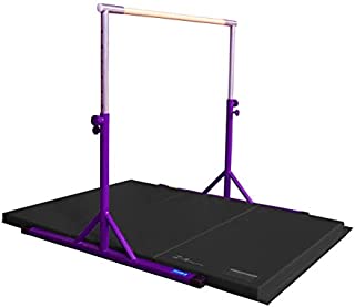 Z ATHLETIC Expandable Kip Bar Adjustable Height for Gymnastics, Training & 4ft x 6ft x 2in Mat (Purple & Black)