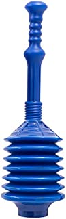 Professional Bellows Accordion Toilet Plunger, High Pressure Thrust Plunge Removes Heavy Duty Clogs From Clogged Bathroom Toilets, All Purpose Commercial Power Plungers For Any Bathrooms, Blue