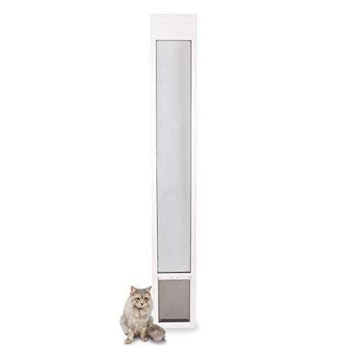 PetSafe Freedom Aluminum Patio Panel Sliding Glass Dog and Cat Door, Adjustable 76 13/16 in to 80 11/16 in - Small White Pet Door