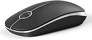 2.4GHz Wireless Bluetooth Mouse, Jelly Comb Dual Mode Slim Wireless Mouse with 2400 DPI Compatible for PC, Laptop, Mac, Android, Windows (Black and Silver)